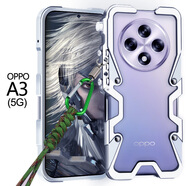 龍豈 OPPOA3Pro手機殼金屬邊框OPPO a3Pro保護套新款全包邊散熱戶(hù)外殼PJY110防摔鋁合金定制男新品縷空 OPPO A3   金屬邊框式-機械臂：銀色