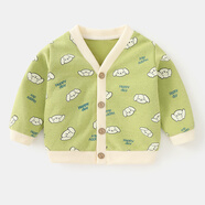 嬰兒衣服休閑開(kāi)衫0-3歲外套秋裝春秋男童女寶寶幼兒小童毛衣上衣 綠底狗 110