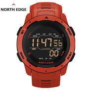 NORTH EDGE男士電子手表運(yùn)動(dòng)新品計(jì)步器鬧鐘防水?dāng)?shù)字軍事時(shí)鐘學(xué)生腕表 MS紅