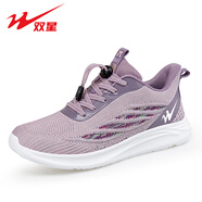 雙星名人老北京布鞋夏季女網(wǎng)鞋透氣網(wǎng)面運動(dòng)輕便跑步休閑中老年媽媽鞋 丁香紫 36
