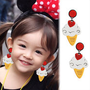 兒童耳環(huán)女可愛(ài)網(wǎng)紅小學(xué)生古代耳夾無(wú)耳洞女孩耳釘女童假耳墜圓臉 姜黃色 冰淇淋無(wú)耳洞