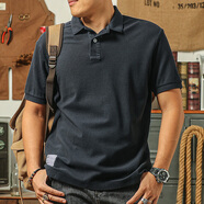 季言240G重磅polo衫短袖男士夏季2025潮流 40支雙紗純棉領(lǐng)t恤男半袖 黑色 L