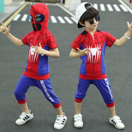 憶愛(ài)蜘蛛俠衣服兒童運動(dòng)套裝秋款男童衣服童裝長(cháng)袖馬甲三件套 藍色【上衣+褲子+護目鏡片】 120 (建議身高105-115)