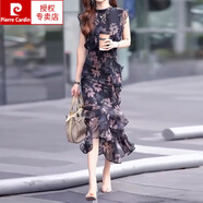 皮爾卡丹（pierre cardin）2025新款夏季法式冷淡高級感氣質(zhì)名媛雪紡碎花無(wú)袖連衣裙兩件裝裝 套裝裙 XL【建議123-136斤】