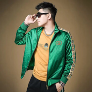 奧圣特（AOSHENGTE）香港潮牌外套男春秋薄款歐洲站酷奇潮流男士修身高端休閑夾克男裝 8002#綠色 薄款 現(xiàn)貨 M