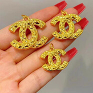 顧豪珠寶展廳 新款足金999吊墜雙c時(shí)尚鏈墜5D硬金無(wú)氰工藝女款 小號雙C吊墜3.5-3.6g