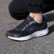 斯凱奇（Skechers）男鞋夏季2025新款軟底網(wǎng)面鞋輕便透氣跑步鞋減震休閑鞋運動鞋男 黑色/藍色-BKBL /建議拍大半碼 40