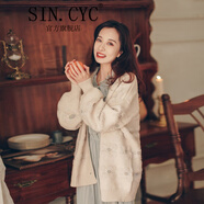 SIN.CYC女裝針織衫女開衫寬松年秋冬時尚長袖毛衣外穿加厚慵懶風 米白色 均碼