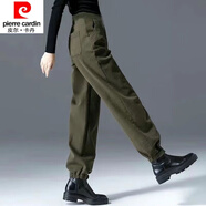 皮爾卡丹（pierre cardin）23年新款秋冬軍綠色純棉工裝褲女新款外穿女褲束腳運動褲休閑哈倫 軍綠【春秋款】 XL 建議130-145斤