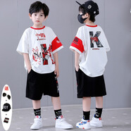 赤尹帥氣童裝男童運(yùn)動(dòng)套裝2025夏季新款男孩街舞服寬松時(shí)尚中國(guó)風(fēng) 白（潮K兩件套+帽子護(hù)腕墨鏡） 110碼（建議身高1米左右）