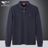 七匹狼固色長(cháng)袖T恤男秋冬新款商務(wù)休閑中老年男士爸爸裝純棉打底POLO衫 101(藏青) 160/46A/S