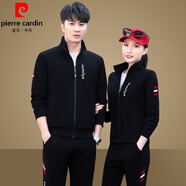 皮爾卡丹（pierre cardin）2025春秋情侶運(yùn)動(dòng)套裝男翻領(lǐng)時(shí)尚開衫休閑運(yùn)動(dòng)服女衛(wèi)衣套裝三件套 910款黑色【外套+褲子+短袖】 2XL 【建議 128斤-145斤】