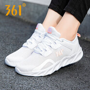 361°女鞋運(yùn)動(dòng)鞋女夏季2025新款網(wǎng)面透氣跑步鞋黑色361情侶旅游鞋子R 361度白/柔粉色 38
