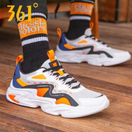 361°男鞋運動(dòng)鞋春夏季網(wǎng)面透氣輕便跑步鞋青少年耐磨防滑鞋學(xué)生潮鞋子 6766F-1羽毛白/曜石黑 40