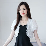 UKCF 小披肩裙子外搭配吊帶裙的小外套夏季外搭披肩短款蕾絲鏤 白色 L_105-115斤