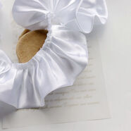 5.5cm彩色雙層色丁布褶皺花邊荷葉邊裙邊裙擺加長(cháng)窗簾家紡輔料 5.5cm F25-雙層色丁布【白色】 長(cháng)：半米【很短】