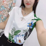 CIQHUNK夏天女裝廣州十三行t恤女新款碎花士2024年季上衣時尚氣質(zhì)洋氣遮 8087綠色 3XL 130到140斤