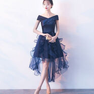 PZCL禮服裙子平時(shí)可穿宴會(huì )高端晚禮服女氣質(zhì)新款伴娘法式小禮服燕尾裙 藍色 S