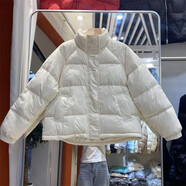 不帶帽子的輕薄羽絨服無帽無冒沒有帽子女短款款小個子白鴨絨寬松面包服外套 白色 S 80-115斤