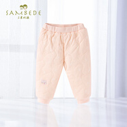 三木比迪夾棉加厚嬰兒男女寶寶秋冬季保暖褲長(cháng)褲小童外出秋褲防寒 SME6033藕粉色 80cm