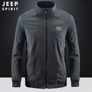 JEEP SPIRIT夾克男士春秋戶(hù)外運動(dòng)休閑彈力透氣速干寬松大碼男裝薄款外套男 灰色 XXL建議150斤左右