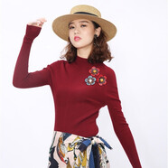HAAPES女裝專柜2025秋冬季新款長袖修身半高領(lǐng)羊毛打底針織衫女毛衣 紅色毛衣 2/S