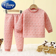 迪士尼（Disney）兒童純棉保暖內衣套裝三層夾棉加厚保暖衣中小大童春秋冬睡衣套裝 三層保暖紅色 130 建議身高120-130cm