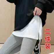 咪小主 小屁簾半身裙女打底內(nèi)搭神器百搭假兩件疊穿下擺遮屁股簾洋氣潮 【開叉+開叉】?jī)杉b XL 建議130-145