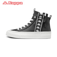 Kappa潮品男鞋女鞋中性高幫舒適休閑板鞋-K09W5CC40現(xiàn)貨 黑色/韓國白-990 36