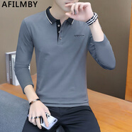 AFILMBY夏季POLO短袖t恤男潮流衣服男夏翻領(lǐng)男士短袖T恤半袖男生潮牌夏天 128深灰色 M