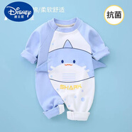 迪士尼新生嬰兒男女寶寶純棉連體衣服春秋滿(mǎn)月超萌長(cháng)袖冬哈衣幼外出爬服 A類(lèi)小鯊魚(yú) 66cm S 建議3-6個(gè)月