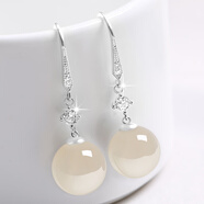自然瑪瑙耳環(huán)2020新款潮珍珠耳墜氣質(zhì)999銀女氣質(zhì)耳飾品 白瑪瑙/S925銀【加購優(yōu)先發(fā)貨