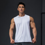 擼鐵狗健身背心男士運(yùn)動(dòng)寬松無袖速干衣肌肉訓(xùn)練透氣吸汗潮款坎肩籃球潮 白色 XL