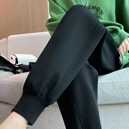 錦彩灣冬天女生褲子加絨加厚冬季學(xué)生高中生初中生的加棉運(yùn)動(dòng)褲寬松小個(gè) 螺口黑褲【純色】 3XL【140-160斤】