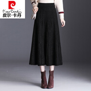 皮爾卡丹（pierre cardin）新款針織裙女秋冬半身裙2025新款顯瘦冬天大擺裙長(cháng)裙秋冬 879黑色 均碼 建議90--158斤