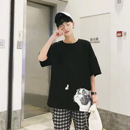 佐優(yōu)品短袖t恤男士夏季潮牌上衣服學(xué)生五分寬松休閑情侶半袖體恤衫 黑色蝴蝶 均碼 顏色款式隨機尺碼按主商品發(fā)