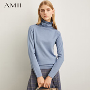 AMII極簡(jiǎn)休閑時(shí)尚毛針織衫女秋季新款直筒高領(lǐng)顯瘦百搭打底衫 霧霾藍(lán) 160/84A/M