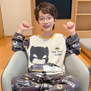兒童睡衣純棉男童女童長(cháng)袖家居服套裝春秋薄款小孩寶寶空調服夏季 JY8801蝙蝠俠 140 16碼身高138-145cm(65斤內)