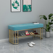 酷本北歐換鞋凳鞋柜家用門(mén)口輕奢可坐式鞋架軟包坐墊入戶(hù)玄關(guān)穿鞋凳子 金鞋架【淺綠坐墊】60*35*45