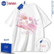 NASA STONE聯(lián)名短袖t恤男夏季新款潮流寬松純棉學生百搭上衣半袖情侶裝夏裝 涂鴉鴿子 白色 S 推薦體重80-90斤