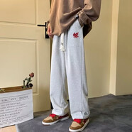 軒萊雅 褲子男新款慵懶風(fēng)運動(dòng)休閑褲男胖子超大碼褲潮流寬松哈倫束腳褲 D916灰色 2XL