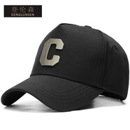 登倫森高頂帽子男女透氣防曬鴨舌帽秋季新款金屬徽章有型顯臉小棒球帽 黑色 XL特大碼（60-65cm）