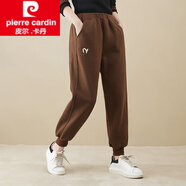 皮爾卡丹（pierre cardin）女裝女裝2025年休閑褲春秋新款加絨束腳衛(wèi)褲冬洋氣哈倫蘿卜 咖啡色加薄絨 L 建議100-125斤