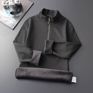 誠景一體絨男半高領(lǐng)打底長(cháng)袖加絨加厚保暖衣內搭秋冬高領(lǐng)內衣拉鏈t恤I 黑色 XL