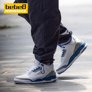 耐克（NIKE）【嚴選好物】bebe8 Air Jordan 3  AJ3 爆裂紋男女休閑運動籃球鞋 【奇才白藍】DM0967/CT8532-148 41