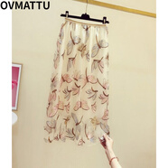 OVMATTU輕奢潮牌重工亮片刺繡半身裙女2022夏新款垂感網(wǎng)紗裙中長(zhǎng)裙a字裙超仙長(zhǎng)裙 魅麗金 S
