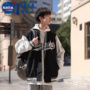 NASALIKE 國(guó)潮棒球服男潮牌寬松春季百搭外套韓版潮流飛行員單件夾克男學(xué) 黑夾克【單件】 XL