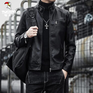 啄木鳥(niǎo) 皮衣男外套春秋季夾克男仿皮PU皮機(jī)車(chē)男士商務(wù)休閑潮流皮茄克男 609A黑色 L 【110-130斤】