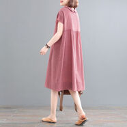 IQTM廣州十三行高端女裝棉麻連衣裙小個子2024新款夏洋氣韓版寬松顯瘦 紅色 M 建議100-120斤
