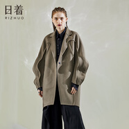 日著(zhù)毛呢大衣原創(chuàng  )設計女裝秋冬季新款寬松中長(cháng)曠野美拉德雙面毛呢外套 趣卡 XL